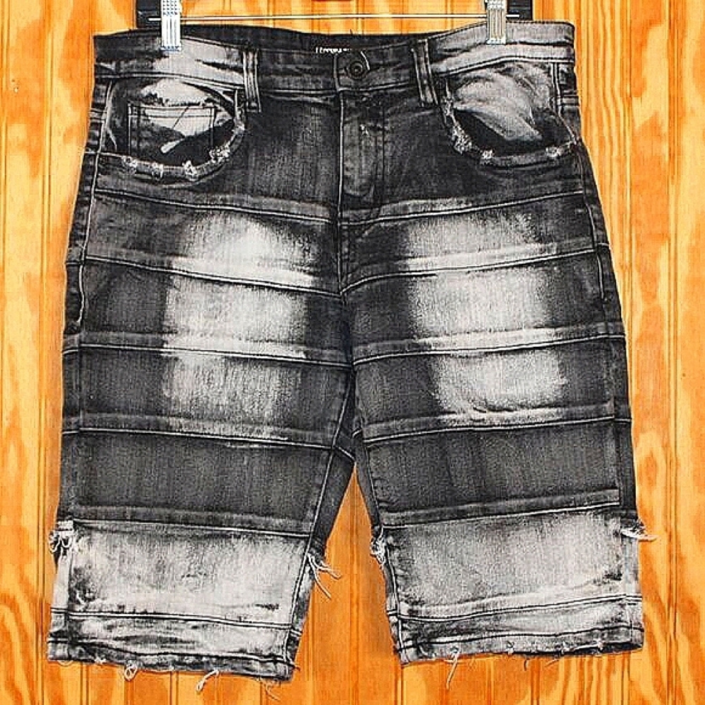 Legendary Status Distressed Black Wash Denim Shorts - Size 32
